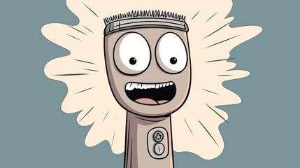 an electric shave with rotating shaving head, cartoon style 