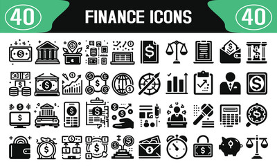 Fototapete - black and white finance icons set , hand drawn modern graphics finance icons elements outline collection for business and web design isolated vector illustration