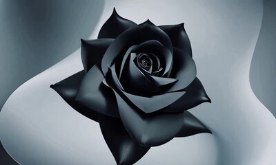 Poster - Elegant black rose artistry captured in serene ambiance, showcasing exquisite craftsmanship and detailed textures in a minimalistic setting. Generative AI