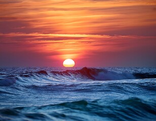 sunset ocean waves glowing serene ocean sunset