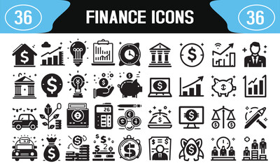 Fototapete - set of finance icons , hand drawn modern graphics finance icons elements outline collection for business and web design isolated vector illustration 