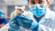 © Diana - A scientist holding a white lab mouse, carefully examining its condition in a laboratory setting, symbolizing research, science, and the importance of ethical animal testing in scientific studies.