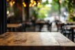© MUdaylah - Empty table in blur cafe background with generative ai