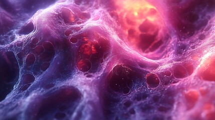 Wall Mural - Abstract cosmic background with glowing purple and red nebula and stars.
