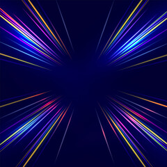 Poster - the speed line is blue and red in color. the spiral wave looks like a road. light curved blue speed 