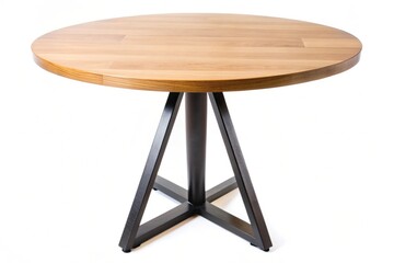 Wall Mural - A wooden table with black legs and a round top