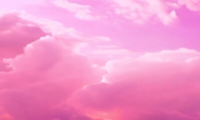 Poster - A dreamy sunset over pastel clouds at twilight lighting up the evening sky with shades of pink and lavender above a serene horizon. Generative AI