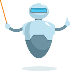 Poster - Cartoon illustration of a robot holding a pointer and explaining something