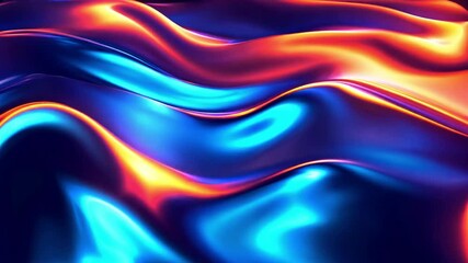 Poster - Vibrant waves of blue and orange flow elegantly, creating a dynamic interplay of color and texture in a mesmerizing display.