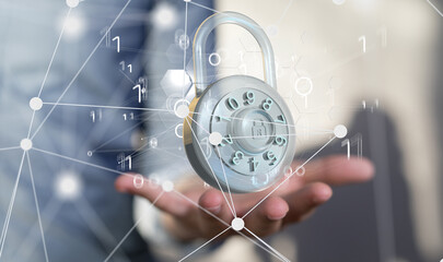 Fototapete - ybersecurity and information or network protection