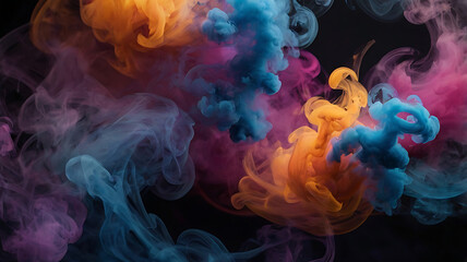 Poster - Yellow, Green, Blue, Pink, Purple, White Smoke, Windy Wavy