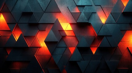 Wall Mural - Abstract Triangle Pattern with Glowing Lights