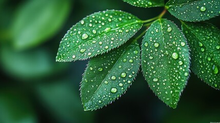 Poster - Dew Drops on Green Leaves