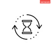 © aiconslab - Black single anti aging hourglass line icon, simple standby waiting slow time flat design vector pictogram, infographic interface elements for app logo web button ui ux isolated on white background