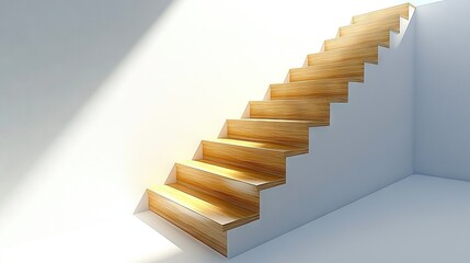 Sticker -   A close-up of stairs lit by sunlight from above and below