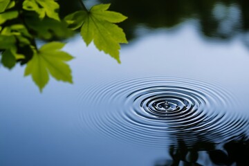 Wall Mural - leaf and water