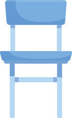 Poster - Blue plastic chair standing on white background, minimalist furniture for waiting room or hospital