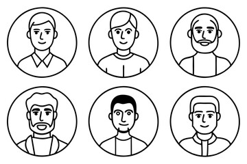 Wall Mural - 6-different man icon silhouette vector art illustration