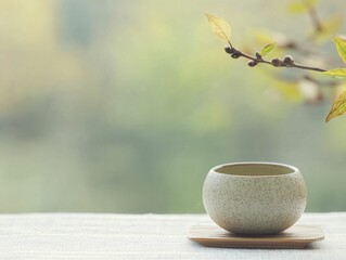 Wall Mural - Replenishing the spirit with a calming tea ceremony in a tranquil setting