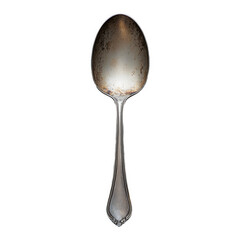 Wall Mural - Antique silver spoon with intricate design without background, png image, transparent backdrop