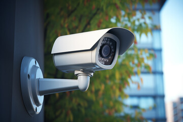 CCTV monitoring. Outdoor video surveillance camera for object protection.