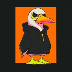 Wall Mural - Albatross character vector mascot character of a cartoon-style bird with exaggerated features and a vibrant