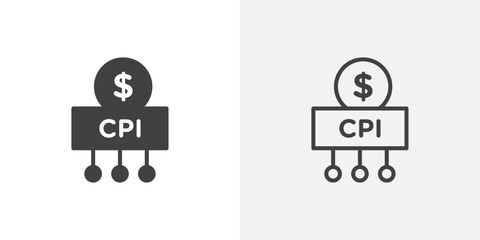 Consumer prices index icon in solid and outlined style