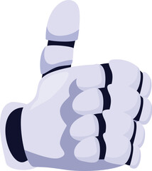 Poster - Cartoon robot hand showing thumbs up, isolated on white background
