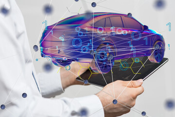 Poster - autonomous driving with a electric car.