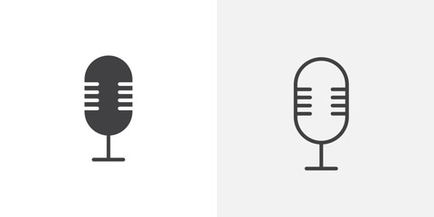 Wall Mural - Voice recording icon in solid and outlined style