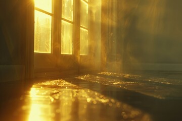 Poster - Natural light pouring through a window onto a wooden floor
