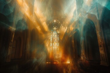 Aufkleber - A photo of a church with a large stained glass window