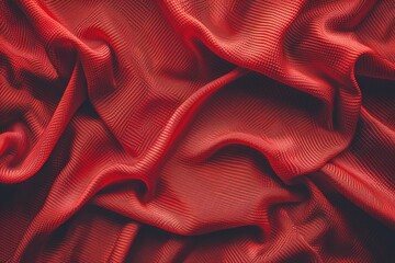 Poster - A detailed shot of red fabric texture, suitable for textile or fashion designs
