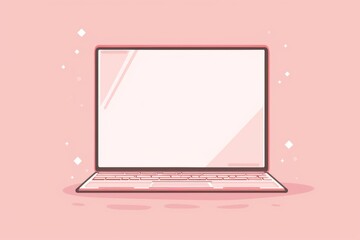 Poster - A laptop computer sitting on a pink background or surface