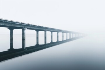 Poster - A long bridge spanning across a calm body of water, perfect for use in travel or landscape photography