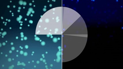Poster - Pie chart animation over abstract bokeh background with blue and green lights