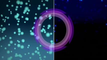 Poster - Purple circular animation over split background with green and blue bokeh lights
