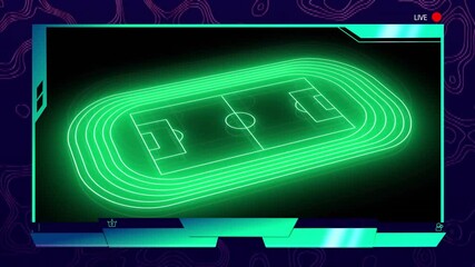 Poster - Animating glowing green stadium layout over dark background with live stream indicators