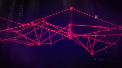 Poster - Red geometric network animation over dark background with glowing nodes