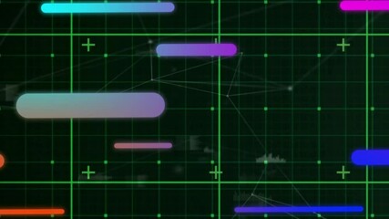 Aufkleber - Colorful bars and grid lines, data visualization animation over dark background