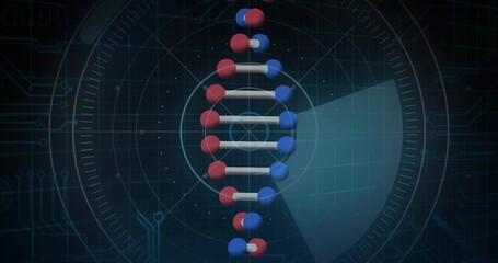 Sticker - DNA strand and molecular structure animation over scientific data visualization