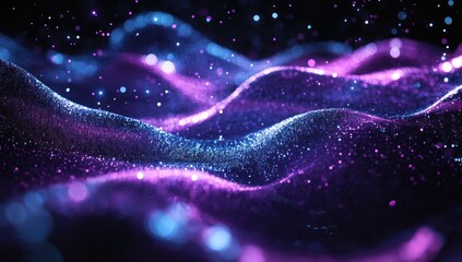 Poster - abstract purple and blue glitter waves