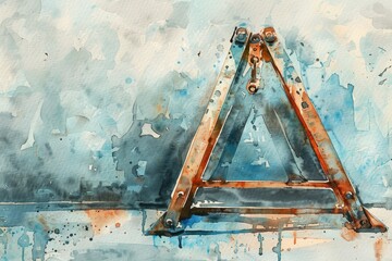 Poster - Watercolor painting of a geometric shape on a surface