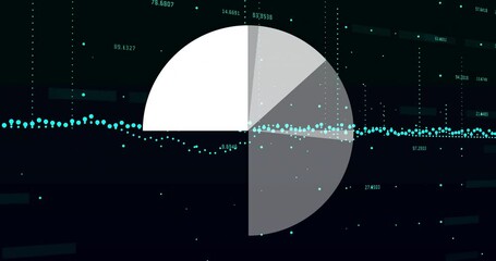 Poster - Animating pie chart over financial data and graphs in school presentation