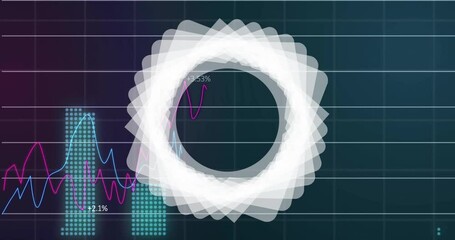 Sticker - Fluctuating percentages in financial data charts over circular animation