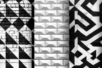 Poster - A close-up of a worn brick wall with a classic black and white tone
