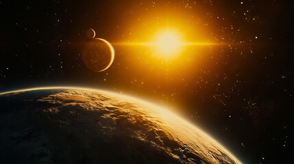 Wall Mural - a view of the sun and planets in space