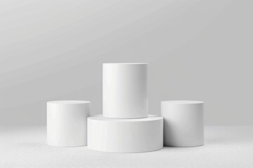 Poster - A trio of identical white pedestals standing together, great for interior design or decorative purposes