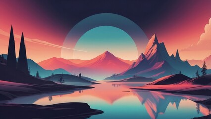 Sticker - sunrise in mountains