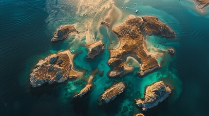 top view photography of brown islands